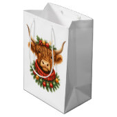 Weihnachts Highland-Rind Mittlere Geschenktüte (Rückseite Schrägansicht)