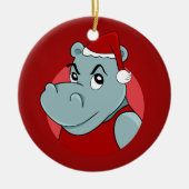 Weihnachts-Hippo-Cartoon Keramik Keramik Ornament (Vorne)