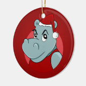 Weihnachts-Hippo-Cartoon Keramik Keramik Ornament (Links)