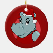 Weihnachts-Hippo-Cartoon Keramik Ornament (Hinten)