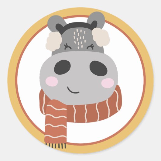 Weihnachts Hippo Classic Round Sticker (Vorderseite)