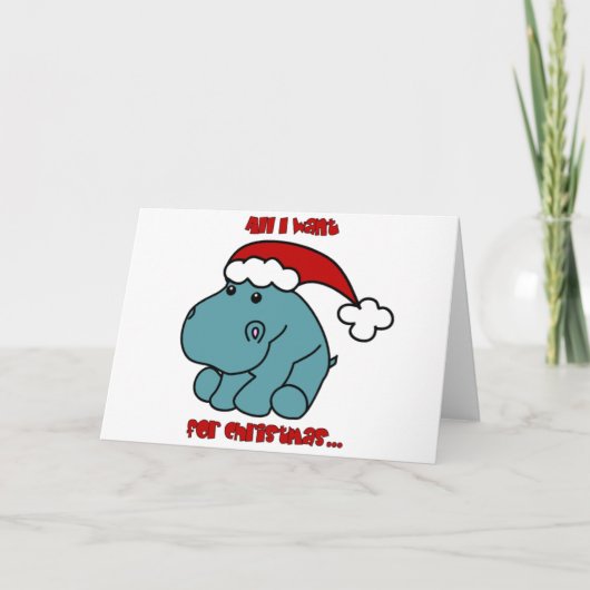 Weihnachts-Hippo Feiertagskarte (Vorderseite)