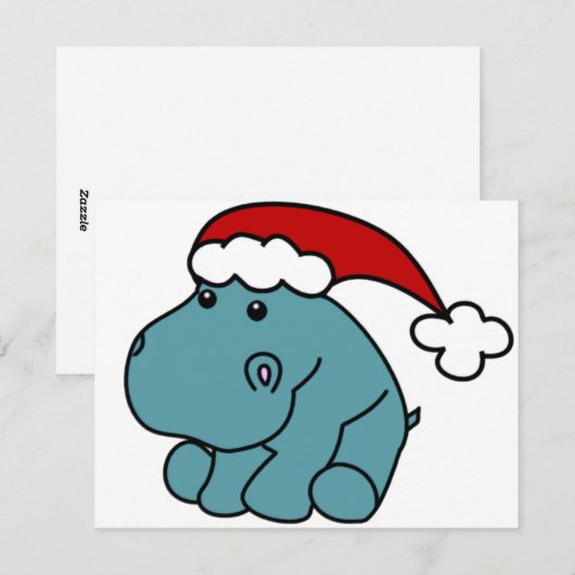 Weihnachts-Hippo Feiertagskarte (Vorne/Hinten)