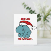Weihnachts-Hippo Feiertagspostkarte (Stehend Vorderseite)