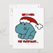 Weihnachts-Hippo Feiertagspostkarte (Vorne/Hinten)