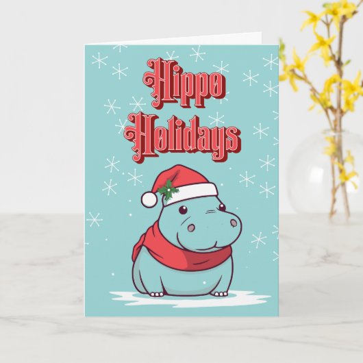 Weihnachts-Hippo Karte (Gelbe Blume)