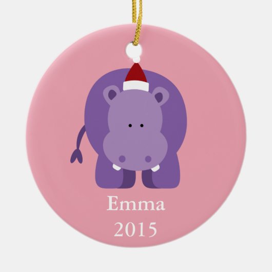 Weihnachts-Hippo Keramikornament (Vorne)