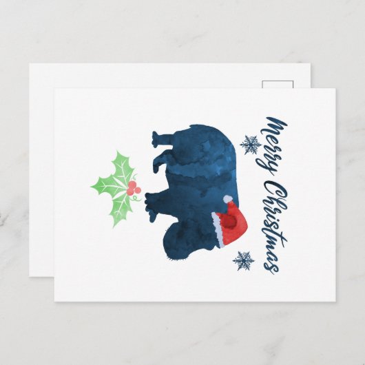 Weihnachts-Hippo Postkarte (Vorne/Hinten)
