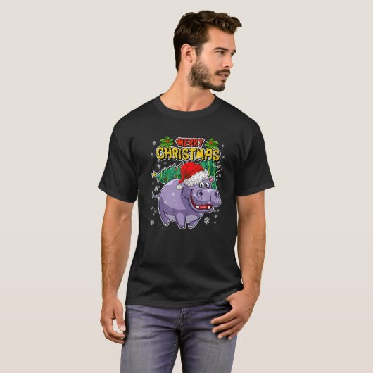 Weihnachts-Hippo - Sweet Christmas Animals - Hippo T-Shirt (Vorne ganz)