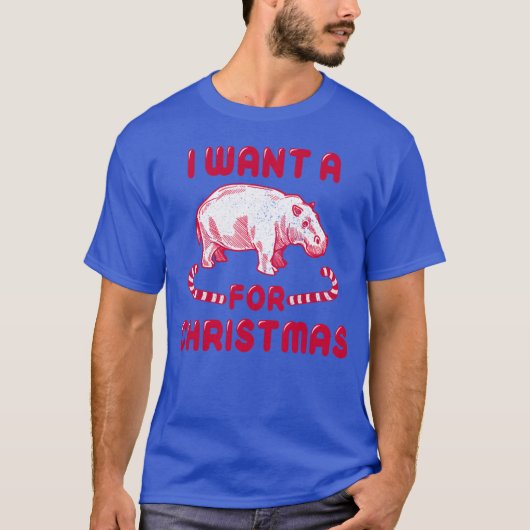 Weihnachts Hippo Vintag Retro Weihnachtsfreund T-Shirt (Vorderseite)