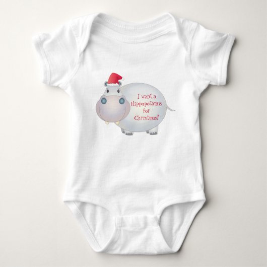 Weihnachts Hippopotamus Baby Shirt (Vorderseite)