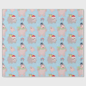 Weihnachts Hippopotamus Muster Geschenkpapier (Flach)