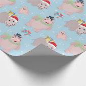 Weihnachts Hippopotamus Muster Geschenkpapier (Ecke)