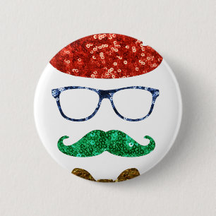 Weihnachts-Hipster Button