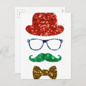 Weihnachts-Hipster Feiertagspostkarte (Vorne/Hinten)