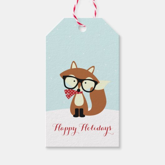 Weihnachts-Hipster Fox Geschenkanhänger (Vorderseite)