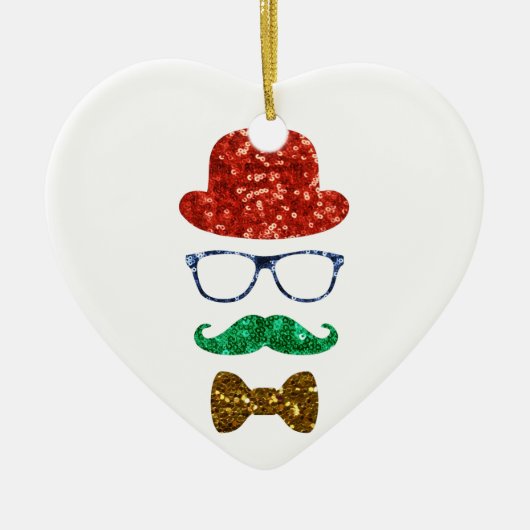 Weihnachts-Hipster Keramik Ornament (Vorne)