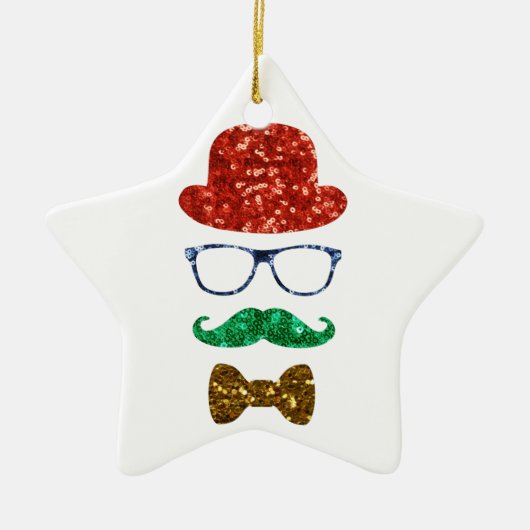 Weihnachts-Hipster Keramikornament (Vorne)