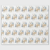 Weihnachts-Hirsch auf Weiß Geschenkpapier (Flach)