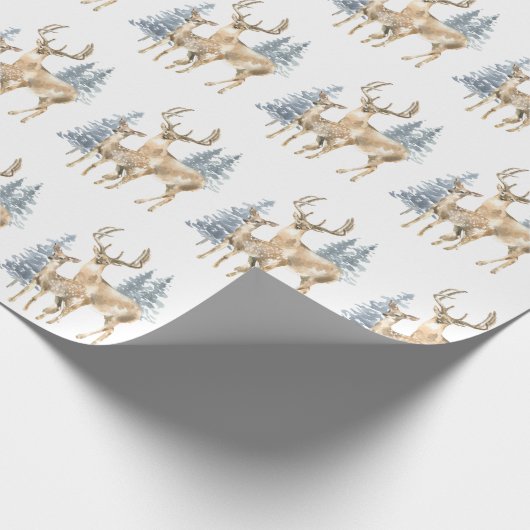 Weihnachts-Hirsch auf Weiß Geschenkpapier (Ecke)