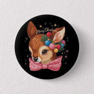 Weihnachts-Hirsch-Bogen Retro-Hirsch Vintage-Urlau Button