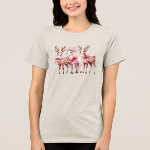 Weihnachts-Hirsch-Feierabend-Damen-T-Shirt Tri-Blend Shirt