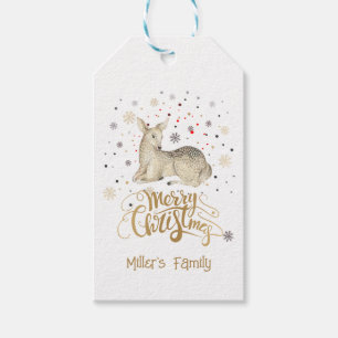 Weihnachts-Hirsch & Frohe Weihnachten-Typografie Geschenkanhänger