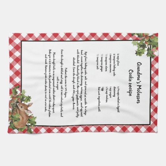 Weihnachts Hirsch Heilige Rezept Keepake Rot Karie Geschirrtuch (Horizontal)