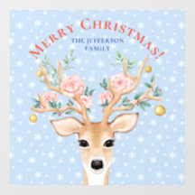 Weihnachts-Hirsch Holly Floral Antler Wasserfarben