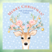 Weihnachts-Hirsch Holly Floral Antler Wasserfarben Fensteraufkleber (Blatt 3)