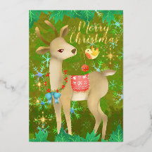 Weihnachts Hirsch mit Vogel.