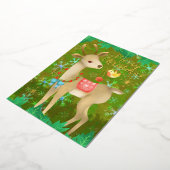 Weihnachts Hirsch mit Vogel. Folien Feiertagskarte (Gedreht)