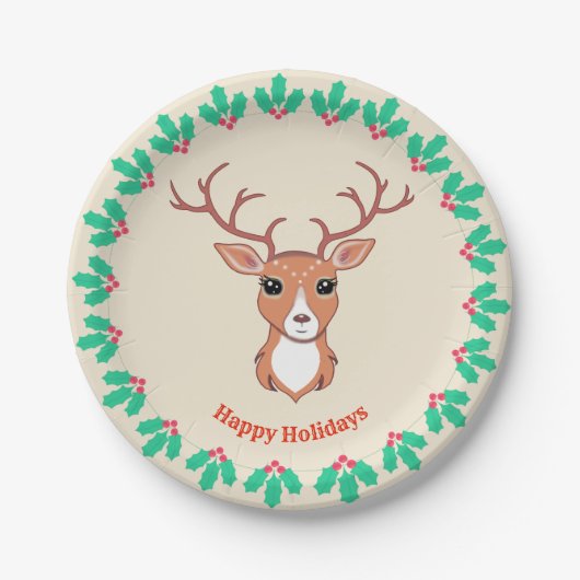 Weihnachts-Hirsch-Papierteller Pappteller (Vorderseite)