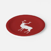 Weihnachts Hirsch rot und weiß Pappteller (Schrägansicht)