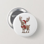 Weihnachts-Hirsch-Tier Weihnachtsmann-Hut Xmas Button (Vorne & Hinten)