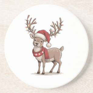 Weihnachts-Hirsch-Tier Weihnachtsmann-Hut Xmas Getränkeuntersetzer