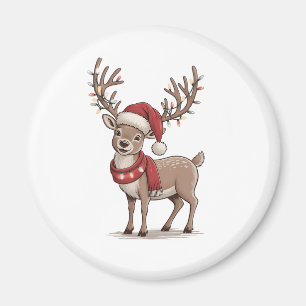 Weihnachts-Hirsch-Tier Weihnachtsmann-Hut Xmas Magnet