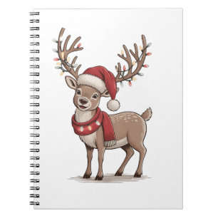 Weihnachts-Hirsch-Tier Weihnachtsmann-Hut Xmas Notizblock