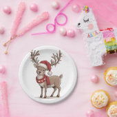 Weihnachts-Hirsch-Tier Weihnachtsmann-Hut Xmas Pappteller (Party)