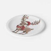 Weihnachts-Hirsch-Tier Weihnachtsmann-Hut Xmas Pappteller (Schrägansicht)