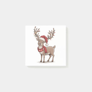Weihnachts-Hirsch-Tier Weihnachtsmann-Hut Xmas Post-it Klebezettel