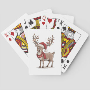 Weihnachts-Hirsch-Tier Weihnachtsmann-Hut Xmas  Spielkarten
