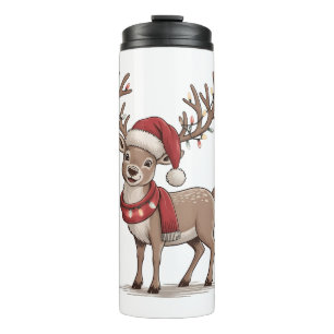 Weihnachts-Hirsch-Tier Weihnachtsmann-Hut Xmas Thermosbecher