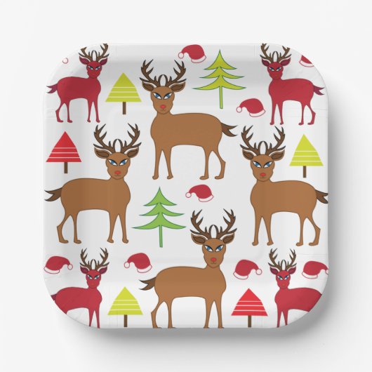 Weihnachts Hirsch Winterferien Pappteller (Vorderseite)