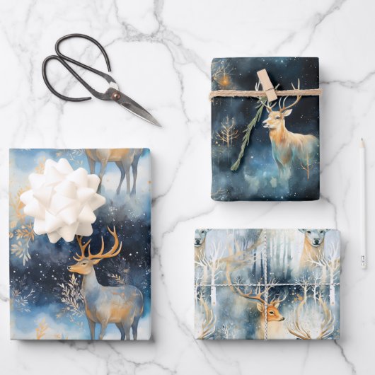 Weihnachts Hirsch Wrapping Papier Geschenkpackunge (Vorderseite)