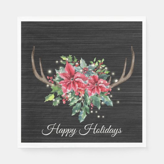 Weihnachts-Hirschantler mit Lichtern Serviette (Vorderseite)