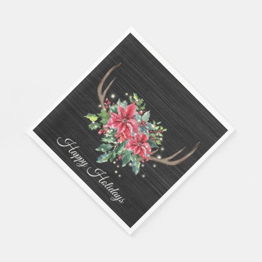 Weihnachts-Hirschantler mit Lichtern Serviette (Ecke)