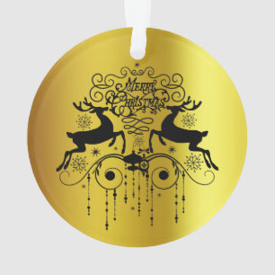 Weihnachts-Hirsche Schwarze Silhouetten Weihnachts Ornament