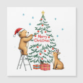 Weihnachts-Hirsche und Bär Magnetkarte (Vorderseite)