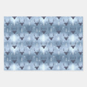 Weihnachts Hirschgeweih, Streifen, Bäume blau ID86 Geschenkpapier Set (Vorderseite)